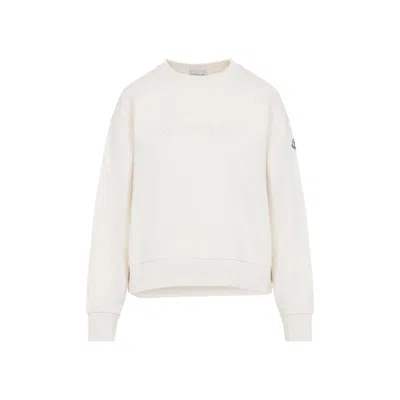 Moncler Crew Neck Sweatshirt Long Sleeves Ribbed Trims In Red