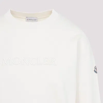 Moncler Crew Neck Sweatshirt Long Sleeves Ribbed Trims In Red