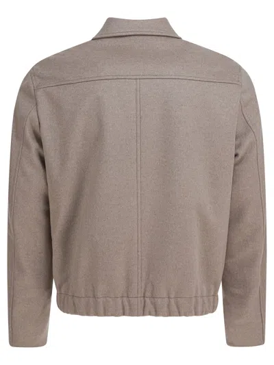 Montedoro Beige Wool Cashmere Blend Jacket In Brown