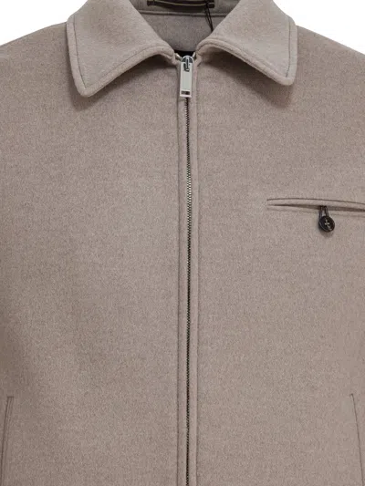 Montedoro Beige Wool Cashmere Blend Jacket In Brown