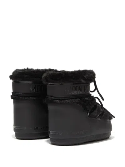 Moon Boot Icon Short Faux Fur Snow Boots In Black