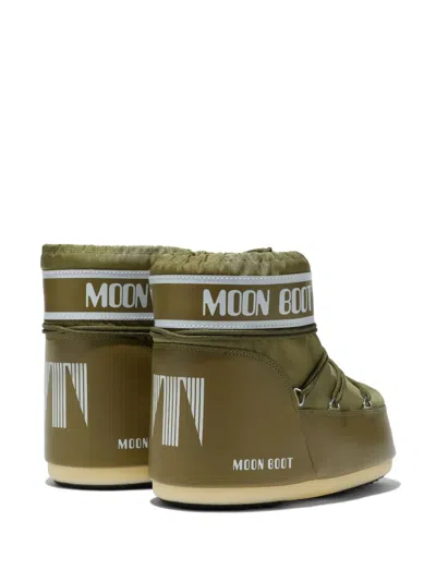Moon Boot Mens Khaki Icon Low 2 Lace-up Nylon Snow Boots M In Green