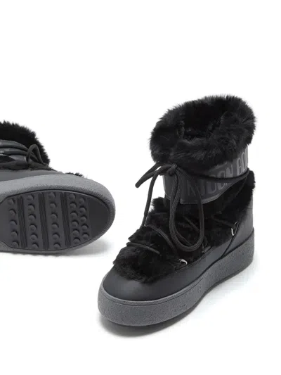 Moon Boot Ltrack Quilted Shell And Faux Leather Snow Boots In Black