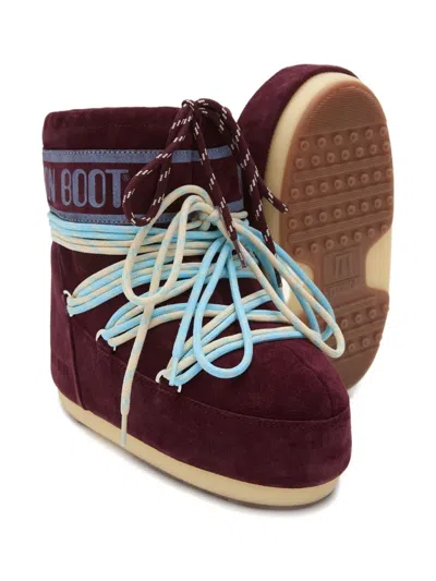 Moon Boot Icon Low Burgundy Suede Boot In Brown