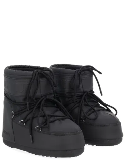 Moon Boot Black Polyurethane Boots In Black