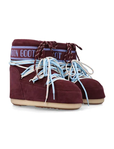 Moon Boot Icon Low Burgundy Suede Boot In Brown