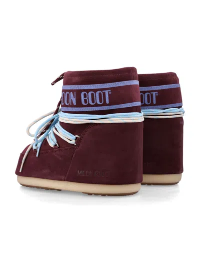 Moon Boot Icon Low Burgundy Suede Boot In Brown