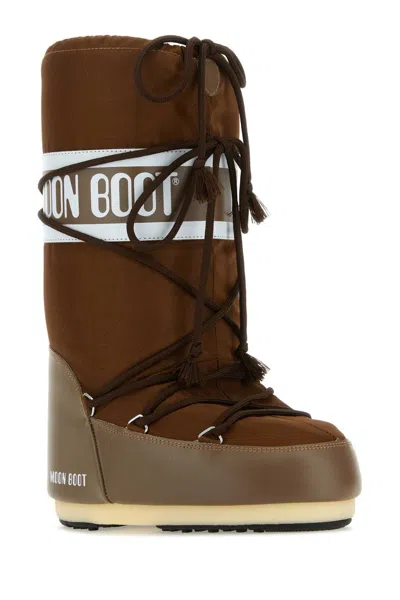 Moon Boot Brown Nylon And Synthetic Leather Icon Boots In Brown