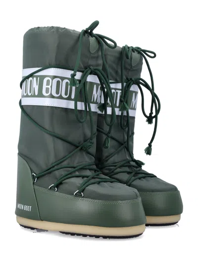 Moon Boot Icon Lace-up Padded Boots In Green