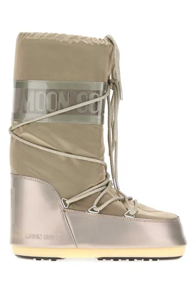 Moon Boot Moonboot Metallic Boots With Lace-up Design In Green