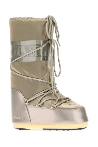 Moon Boot Moonboot Metallic Boots With Lace-up Design In Green