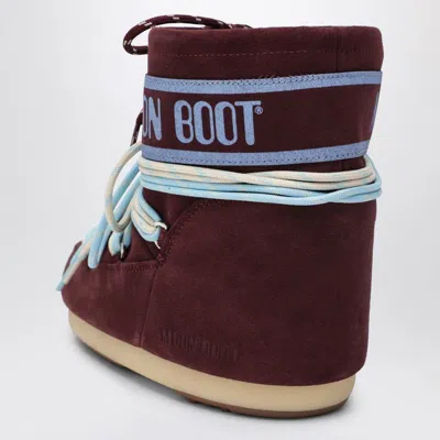 Moon Boot Icon Low Burgundy Suede Boot In Brown