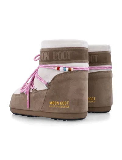 Moon Boot Two-tone Suede S X Guest In Residence Icon Low Ankle Boots In Animal Print