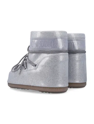 Moon Boot Icon Low Silver Glitter Ankle Boots In Multi