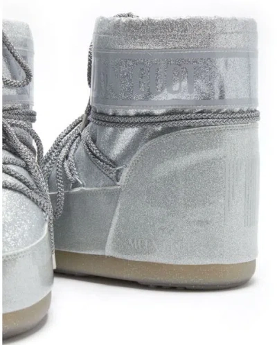 Moon Boot Icon Low Silver Glitter Ankle Boots In Multi