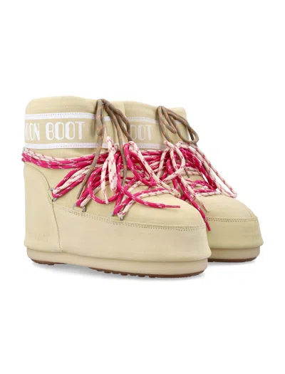 Moon Boot Cream Suede Icon Low Ankle Boots In Neutral