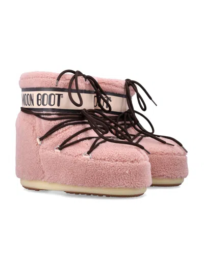 Moon Boot Icon Low Fleece Pink Snow Boot In Pink
