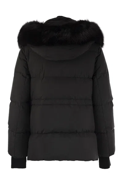 Moorer Quilted Jacket With Removable Fur Hood In Multi