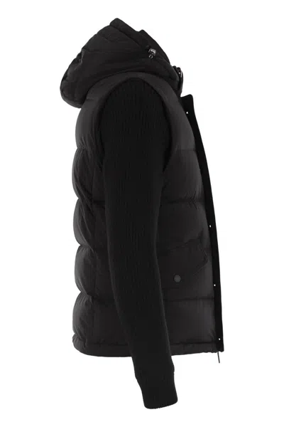 Moorer Foscolo-knm - Bomber Jacket With Knitted Sleeves In Black