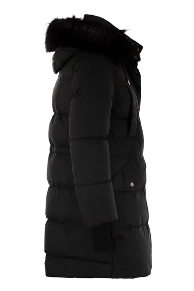 Moorer Quilted Jacket With Removable Fur Hood In Black