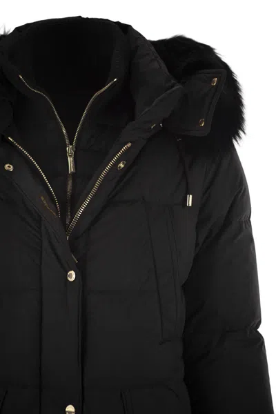Moorer Quilted Jacket With Removable Fur Hood In Black