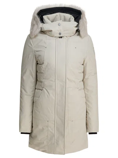 Moose Knuckles White Recycled Polyester Down Jacket In Neutral