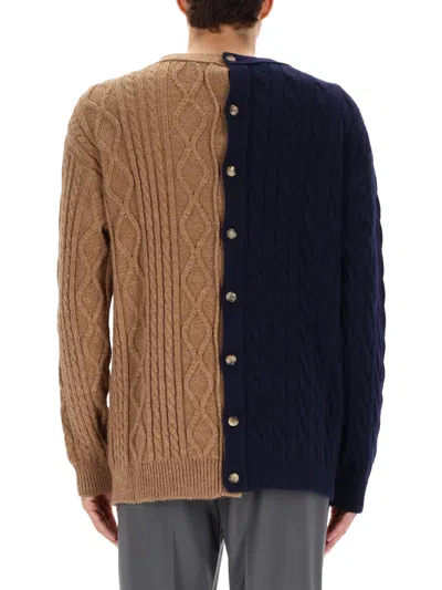 Moschino Couture Bicolor Caridigan In Brown