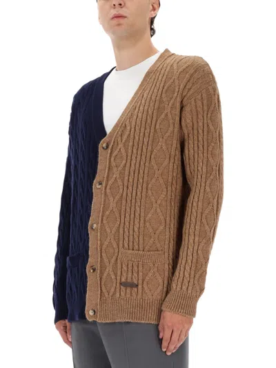 Moschino Couture Bicolor Caridigan In Brown