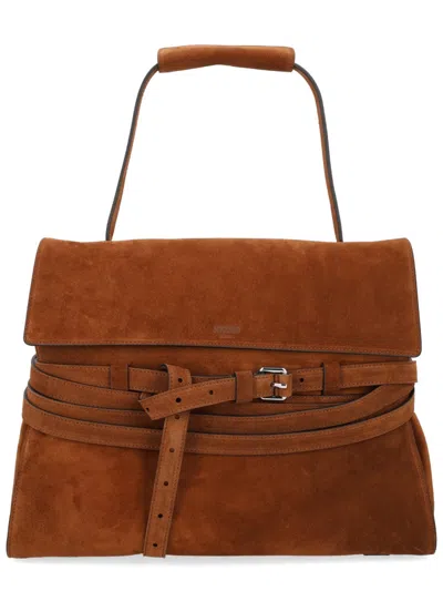 Moschino Couture Brown Leather Shoulder Bag In Brown