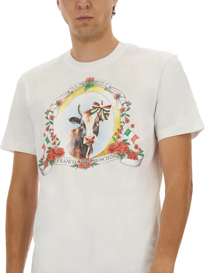 Moschino Organic Cotton Jersey T-shirt Archive In White