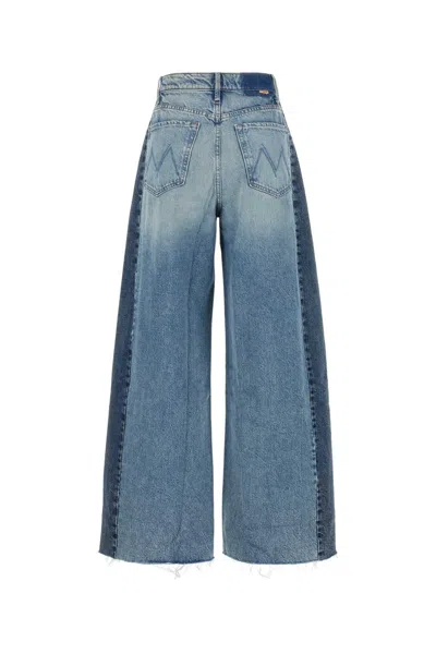 Mother Two-tone Denim Pipe-dream Wide-leg Jeans In Blue