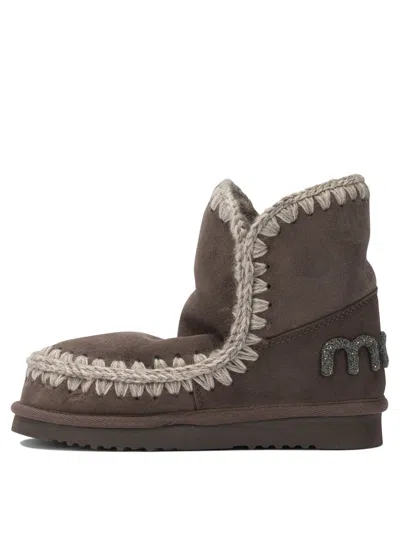 Mou Brown Sheepskin Ankle Boots In Multi