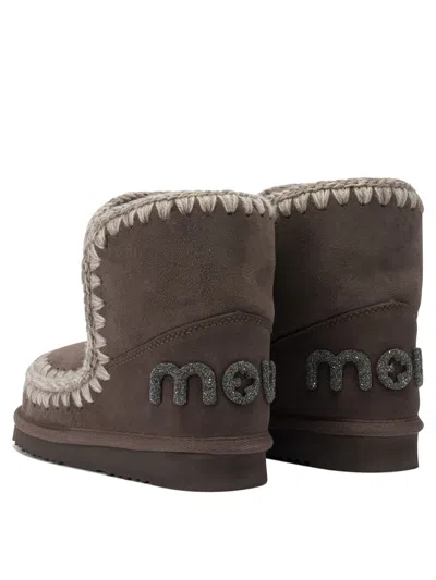 Mou Brown Sheepskin Ankle Boots In Multi