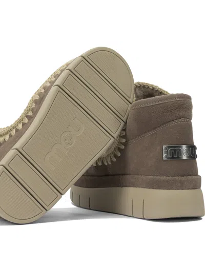 Mou Grey Sheepskin Ankle Boots In Brown