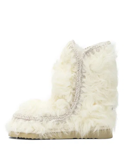 Mou White Sheepskin Ankle Boots In White