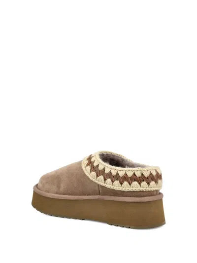 Mou Platform Clog Suede Slippers In Brown