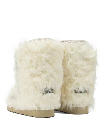 Mou White Sheepskin Ankle Boots In White