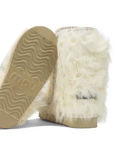 Mou White Sheepskin Ankle Boots In White