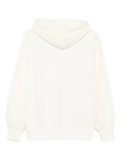 Msgm Classic Logo Print Hoodie With Raglan Sleeves In Neutral