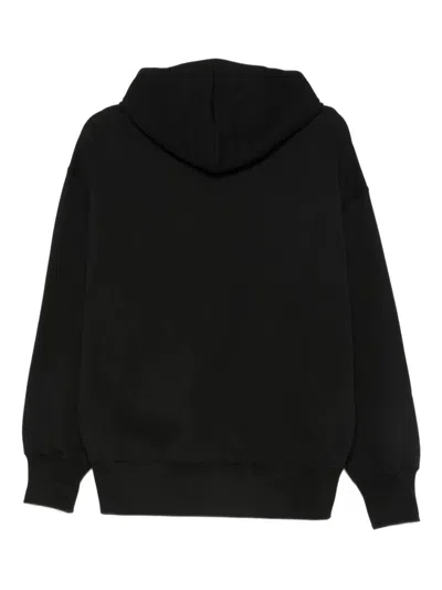 Msgm Logo Print Cotton Hoodie In Black