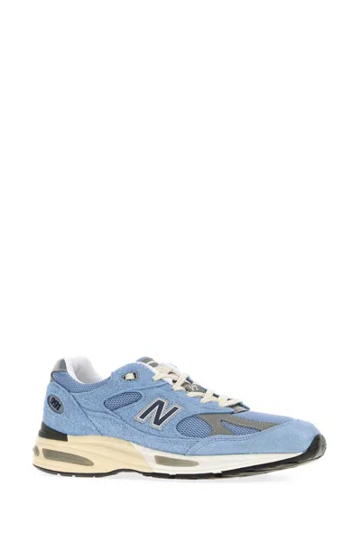 New Balance Light Blue Suede And Mesh 991v2 Sneakers In Blue