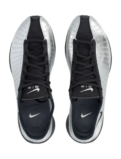 Nike Air Superfly Suede And Perforated Metallic Leather Sneakers In Silver
