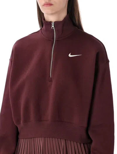 Nike Zip-up Logo Sweatshirt In Burgundy