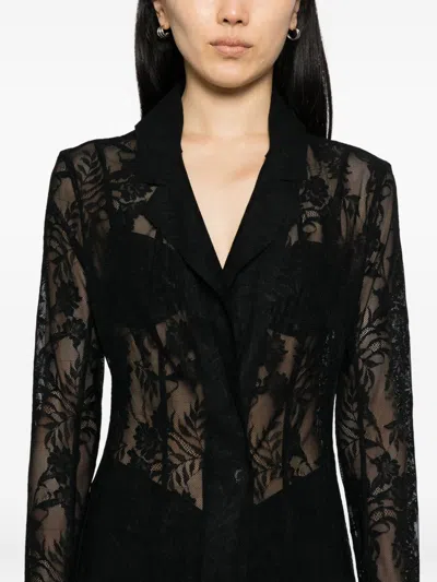 Norma Kamali Lace Long Coat In Black