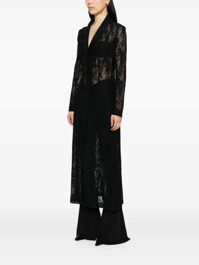 Norma Kamali Lace Long Coat In Black