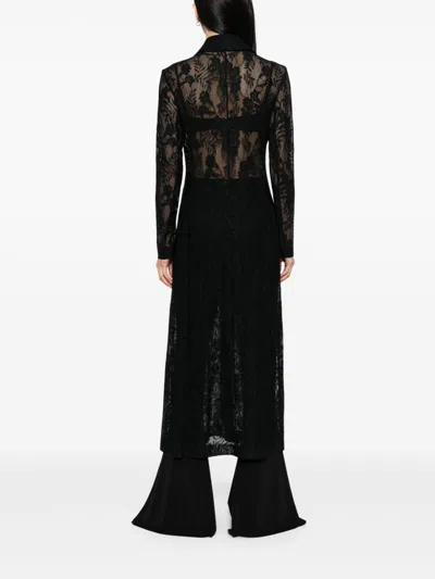 Norma Kamali Lace Long Coat In Black