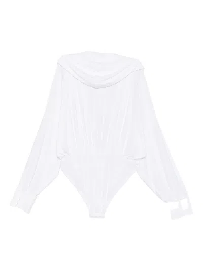 Norma Kamali Oversized Hooded Bodysuit In White