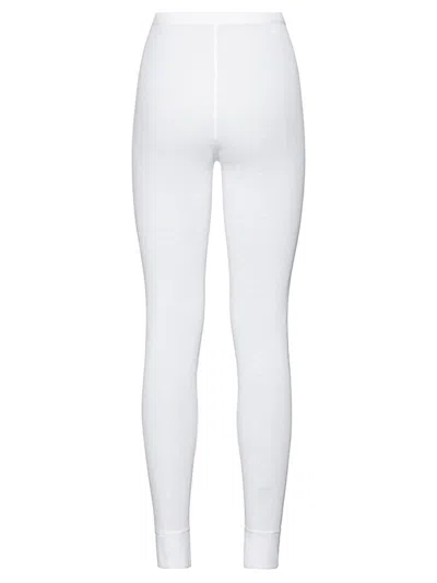 Odlo White Polyester Long Pants In White