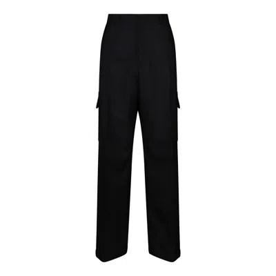 Off-white Black Polye-cotton Trousers In Black