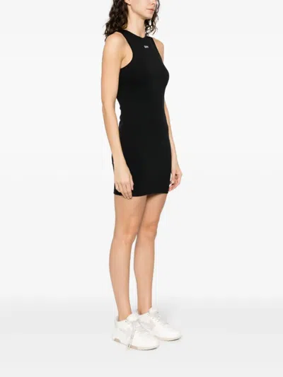 Off-white Sleek Rowing Logo-print Mini Dress In Black